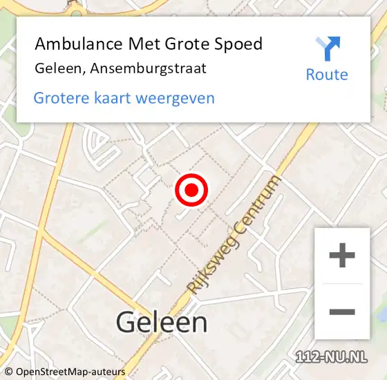 Locatie op kaart van de 112 melding: Ambulance Met Grote Spoed Naar Geleen, Ansemburgstraat op 21 december 2014 10:07