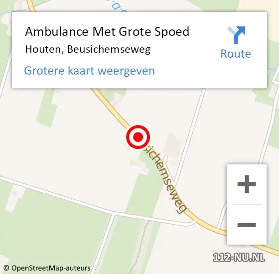 Locatie op kaart van de 112 melding: Ambulance Met Grote Spoed Naar Houten, Beusichemseweg op 21 december 2014 10:28