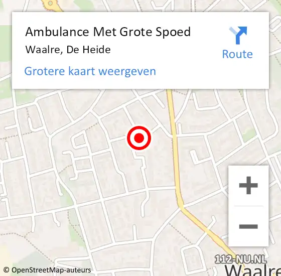 Locatie op kaart van de 112 melding: Ambulance Met Grote Spoed Naar Waalre, De Heide op 21 december 2014 10:30