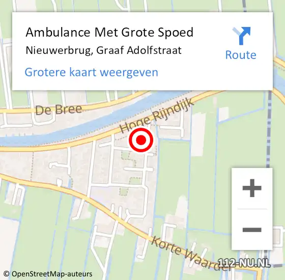 Locatie op kaart van de 112 melding: Ambulance Met Grote Spoed Naar Nieuwerbrug, Graaf Adolfstraat op 21 december 2014 10:43