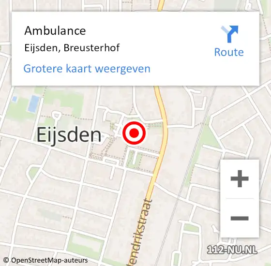 Locatie op kaart van de 112 melding: Ambulance Eijsden, Breusterhof op 21 december 2014 10:51