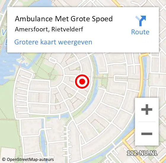 Locatie op kaart van de 112 melding: Ambulance Met Grote Spoed Naar Amersfoort, Rietvelderf op 21 december 2014 11:07