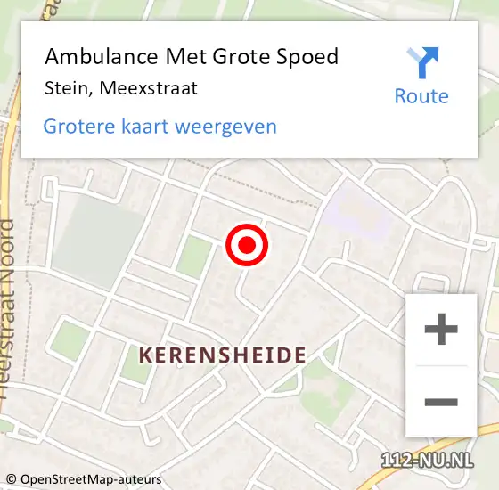 Locatie op kaart van de 112 melding: Ambulance Met Grote Spoed Naar Stein, Meexstraat op 21 december 2014 11:10