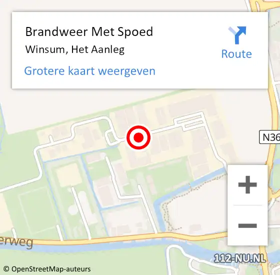 Locatie op kaart van de 112 melding: Brandweer Met Spoed Naar Winsum, Het Aanleg op 21 december 2014 11:26