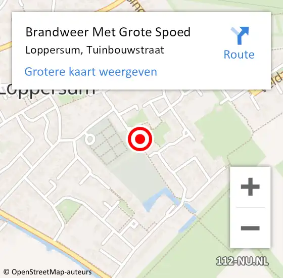 Locatie op kaart van de 112 melding: Brandweer Met Grote Spoed Naar Loppersum, Tuinbouwstraat op 21 december 2014 11:36