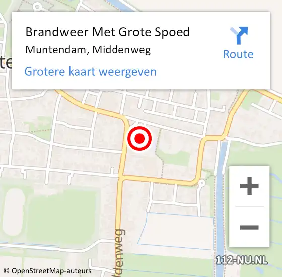 Locatie op kaart van de 112 melding: Brandweer Met Grote Spoed Naar Muntendam, Middenweg op 21 december 2014 11:39