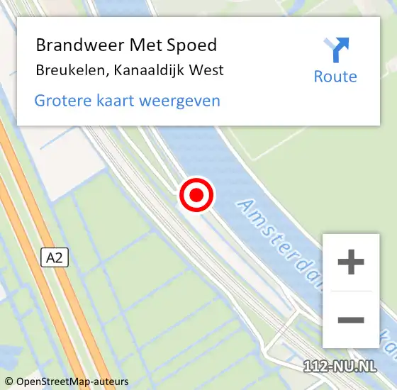 Locatie op kaart van de 112 melding: Brandweer Met Spoed Naar Breukelen, Kanaaldijk West op 21 december 2014 11:57