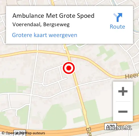 Locatie op kaart van de 112 melding: Ambulance Met Grote Spoed Naar Voerendaal, Bergseweg op 21 december 2014 12:03