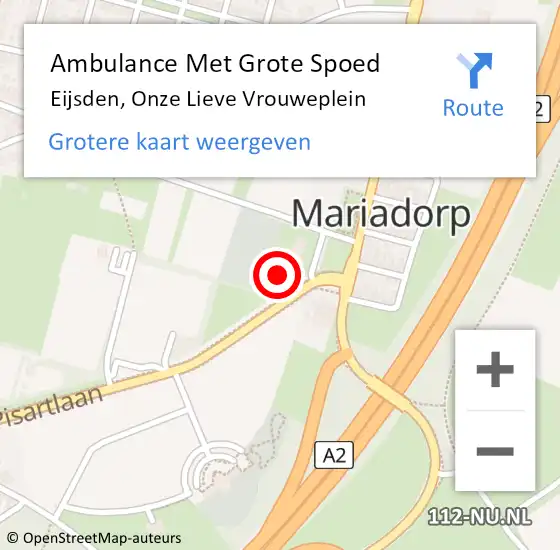 Locatie op kaart van de 112 melding: Ambulance Met Grote Spoed Naar Eijsden, Onze Lieve Vrouweplein op 21 december 2014 12:03