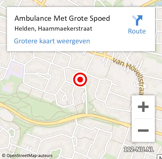 Locatie op kaart van de 112 melding: Ambulance Met Grote Spoed Naar Helden, Haammaekerstraat op 21 december 2014 12:41