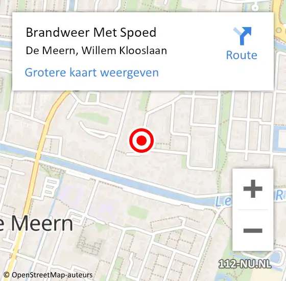 Locatie op kaart van de 112 melding: Brandweer Met Spoed Naar De Meern, Willem Klooslaan op 21 december 2014 13:00