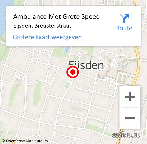 Locatie op kaart van de 112 melding: Ambulance Met Grote Spoed Naar Eijsden, Breusterstraat op 21 december 2014 14:03