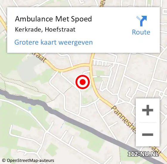 Locatie op kaart van de 112 melding: Ambulance Met Spoed Naar Kerkrade, Hoefstraat op 21 december 2014 14:05