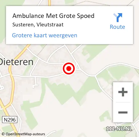 Locatie op kaart van de 112 melding: Ambulance Met Grote Spoed Naar Susteren, Vleutstraat op 21 december 2014 14:22