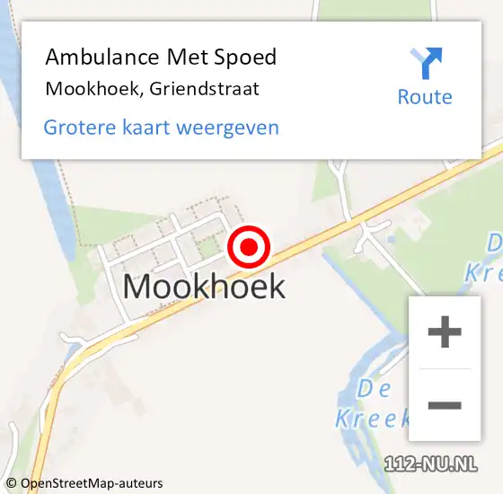 Locatie op kaart van de 112 melding: Ambulance Met Spoed Naar Mookhoek, Griendstraat op 21 december 2014 15:32