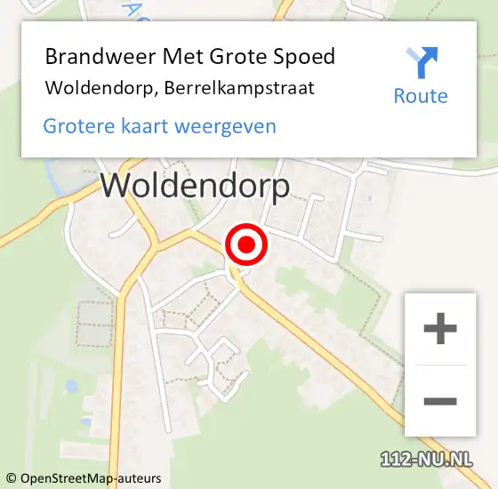 Locatie op kaart van de 112 melding: Brandweer Met Grote Spoed Naar Woldendorp, Berrelkampstraat op 21 december 2014 15:45