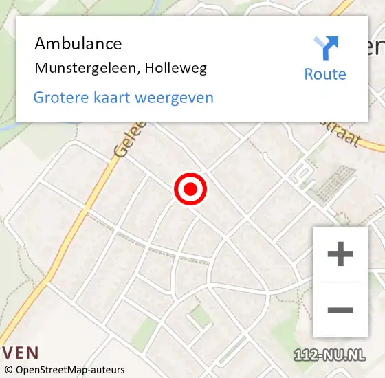 Locatie op kaart van de 112 melding: Ambulance Munstergeleen, Holleweg op 21 december 2014 15:52