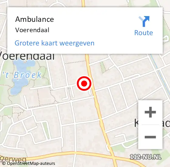 Locatie op kaart van de 112 melding: Ambulance Voerendaal op 21 december 2014 16:00