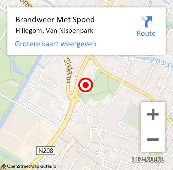 Locatie op kaart van de 112 melding: Brandweer Met Spoed Naar Hillegom, Van Nispenpark op 25 oktober 2013 04:30