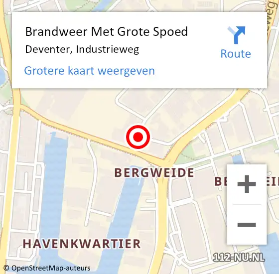 Locatie op kaart van de 112 melding: Brandweer Met Grote Spoed Naar Deventer, Industrieweg op 21 december 2014 16:18