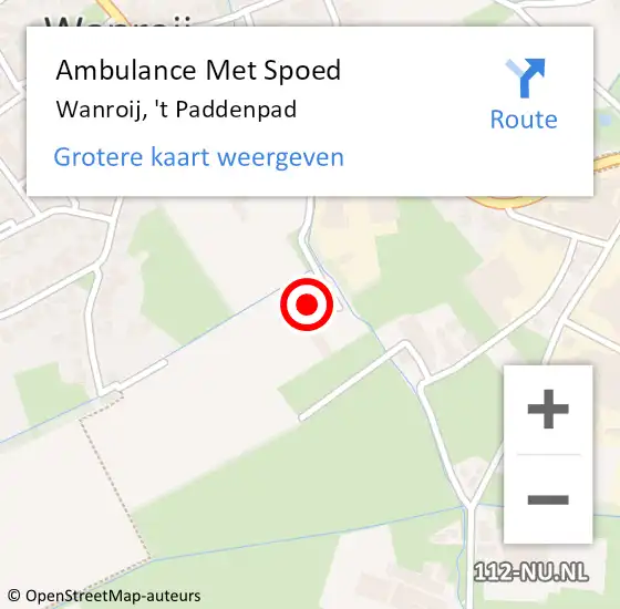 Locatie op kaart van de 112 melding: Ambulance Met Spoed Naar Wanroij, 't Paddenpad op 21 december 2014 16:26