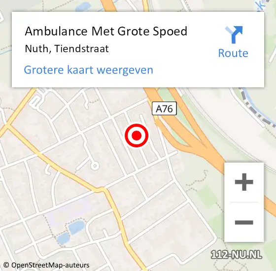 Locatie op kaart van de 112 melding: Ambulance Met Grote Spoed Naar Nuth, Tiendstraat op 21 december 2014 16:26