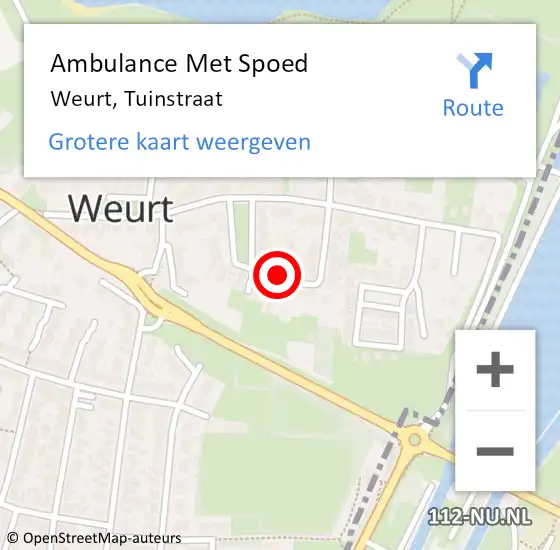 Locatie op kaart van de 112 melding: Ambulance Met Spoed Naar Weurt, Tuinstraat op 21 december 2014 16:33