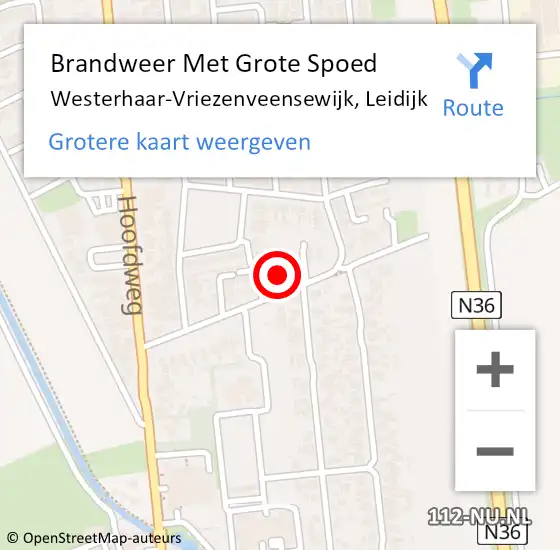 Locatie op kaart van de 112 melding: Brandweer Met Grote Spoed Naar Westerhaar-Vriezenveensewijk, Leidijk op 21 december 2014 17:15
