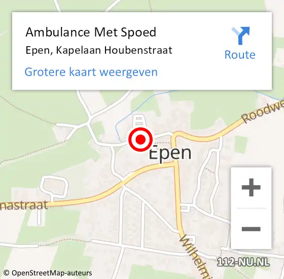 Locatie op kaart van de 112 melding: Ambulance Met Spoed Naar Epen, Kapelaan Houbenstraat op 21 december 2014 17:20
