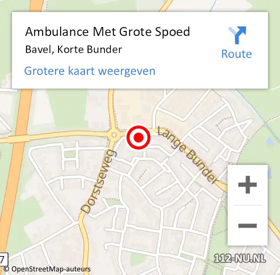 Locatie op kaart van de 112 melding: Ambulance Met Grote Spoed Naar Bavel, Korte Bunder op 21 december 2014 17:23