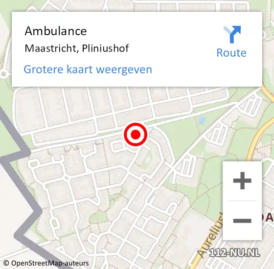 Locatie op kaart van de 112 melding: Ambulance Maastricht, Pliniushof op 21 december 2014 17:56