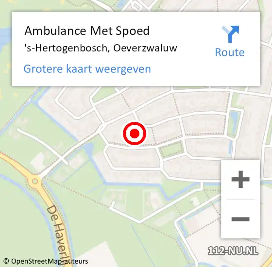 Locatie op kaart van de 112 melding: Ambulance Met Spoed Naar 's-Hertogenbosch, Oeverzwaluw op 21 december 2014 17:57