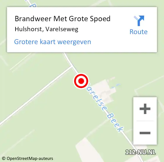 Locatie op kaart van de 112 melding: Brandweer Met Grote Spoed Naar Hulshorst, Varelseweg op 21 december 2014 18:13