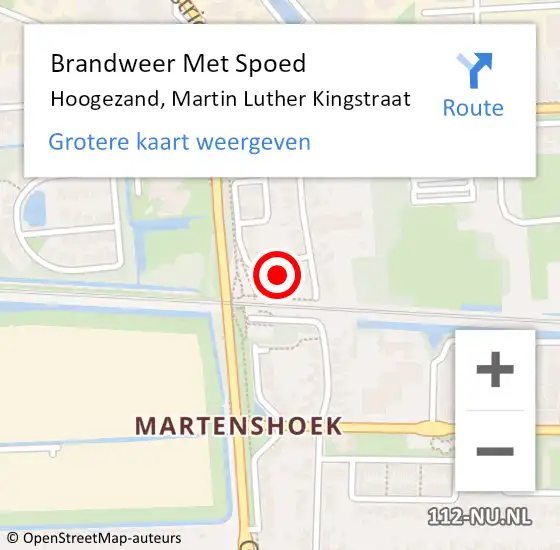 Locatie op kaart van de 112 melding: Brandweer Met Spoed Naar Hoogezand, Martin Luther Kingstraat op 21 december 2014 18:13