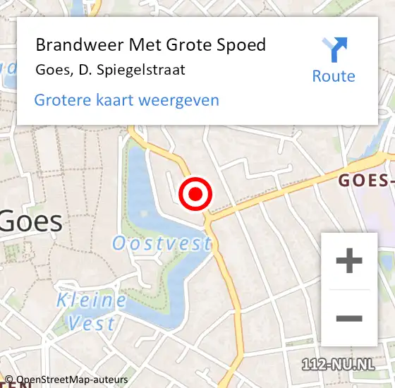 Locatie op kaart van de 112 melding: Brandweer Met Grote Spoed Naar Goes, D. Spiegelstraat op 25 oktober 2013 05:03