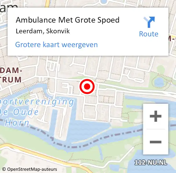 Locatie op kaart van de 112 melding: Ambulance Met Grote Spoed Naar Leerdam, Skonvik op 21 december 2014 18:57