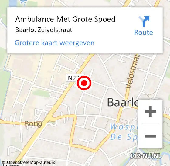 Locatie op kaart van de 112 melding: Ambulance Met Grote Spoed Naar Baarlo, Zuivelstraat op 21 december 2014 18:59