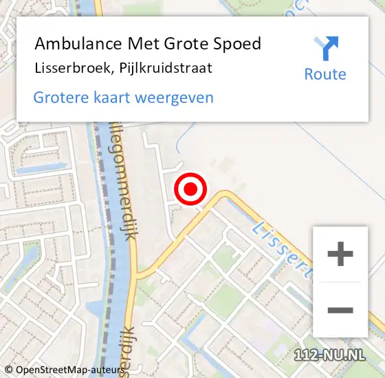 Locatie op kaart van de 112 melding: Ambulance Met Grote Spoed Naar Lisserbroek, Pijlkruidstraat op 25 oktober 2013 05:43