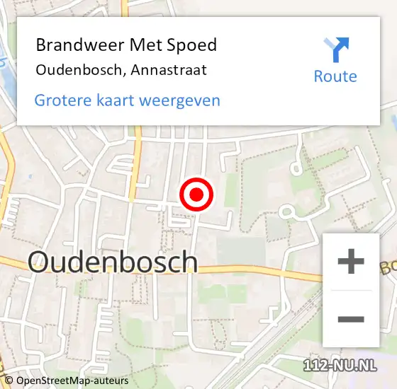 Locatie op kaart van de 112 melding: Brandweer Met Spoed Naar Oudenbosch, Annastraat op 21 december 2014 19:52