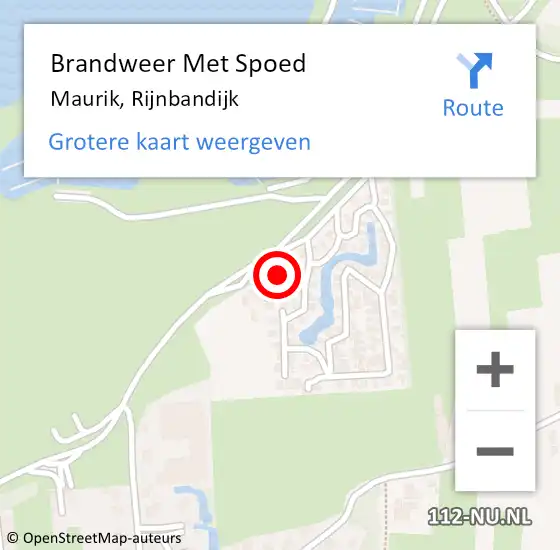 Locatie op kaart van de 112 melding: Brandweer Met Spoed Naar Maurik, Rijnbandijk op 21 december 2014 20:10