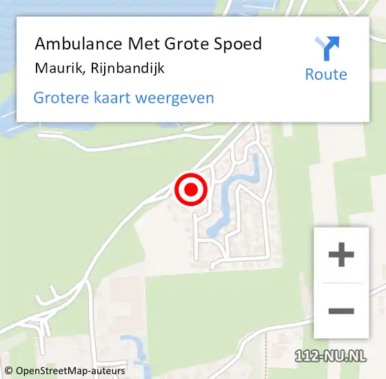 Locatie op kaart van de 112 melding: Ambulance Met Grote Spoed Naar Maurik, Rijnbandijk op 21 december 2014 20:22