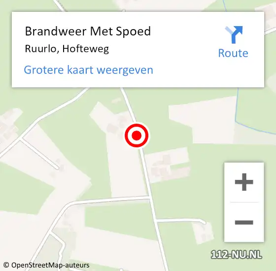 Locatie op kaart van de 112 melding: Brandweer Met Spoed Naar Ruurlo, Hofteweg op 21 december 2014 20:27