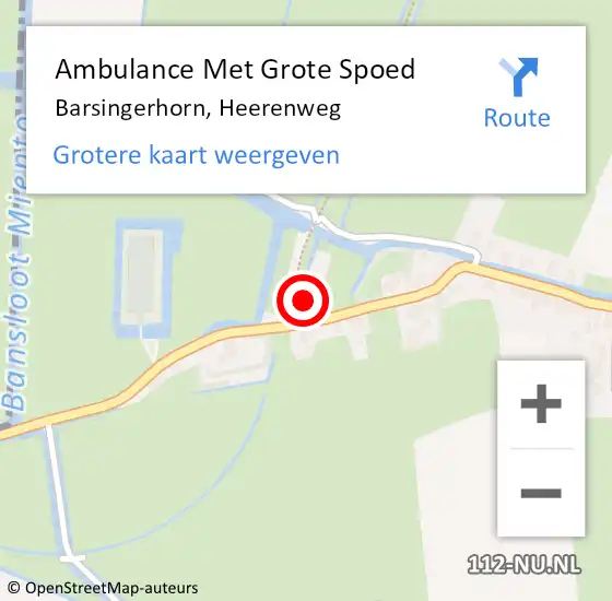 Locatie op kaart van de 112 melding: Ambulance Met Grote Spoed Naar Barsingerhorn, Heerenweg op 21 december 2014 20:50