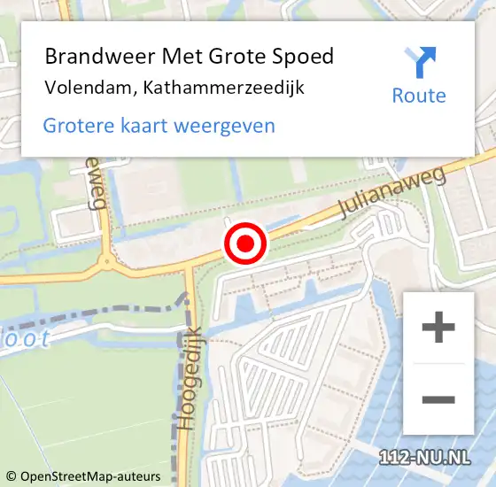 Locatie op kaart van de 112 melding: Brandweer Met Grote Spoed Naar Volendam, Kathammerzeedijk op 25 oktober 2013 06:10