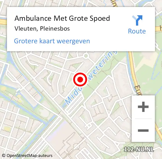 Locatie op kaart van de 112 melding: Ambulance Met Grote Spoed Naar Vleuten, Pleinesbos op 21 december 2014 21:23