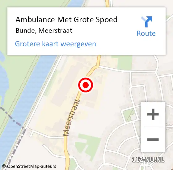 Locatie op kaart van de 112 melding: Ambulance Met Grote Spoed Naar Bunde, Meerstraat op 21 december 2014 21:55