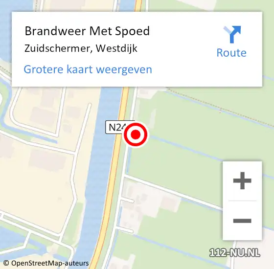 Locatie op kaart van de 112 melding: Brandweer Met Spoed Naar Zuidschermer, Westdijk op 21 december 2014 21:59