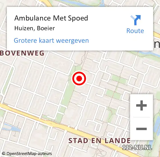 Locatie op kaart van de 112 melding: Ambulance Met Spoed Naar Huizen, Boeier op 21 december 2014 22:45