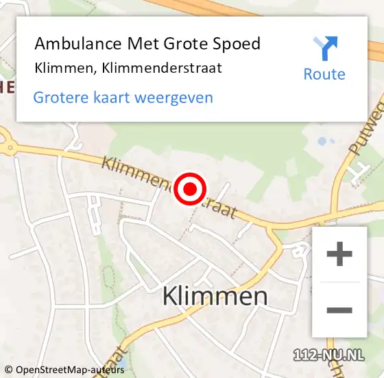 Locatie op kaart van de 112 melding: Ambulance Met Grote Spoed Naar Klimmen, Klimmenderstraat op 21 december 2014 22:58