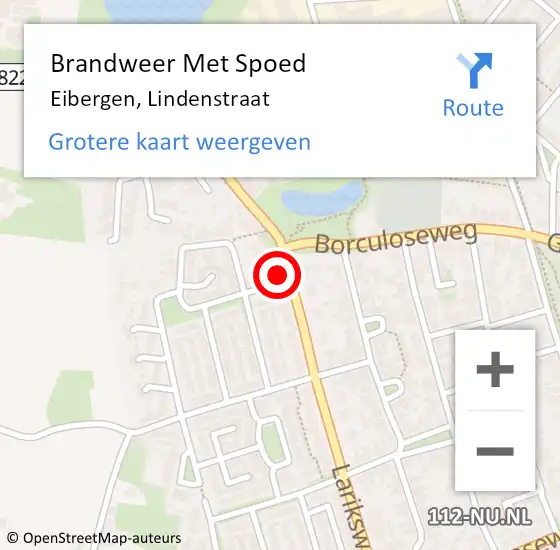 Locatie op kaart van de 112 melding: Brandweer Met Spoed Naar Eibergen, Lindenstraat op 21 december 2014 23:28